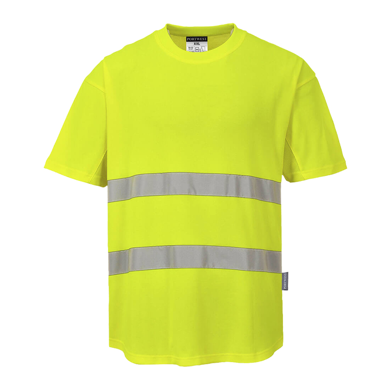 PortWest C394 Warnschutz T-Shirt Cotton Comfort Mesh Klasse 2