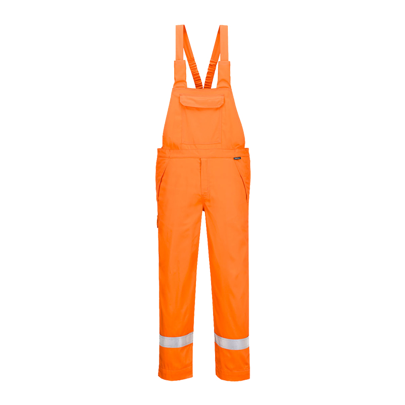 PortWest Warnschutz-Latzhose in leuchtendem Orange mit verstellbaren Trägern, Brusttasche und Reflexstreifen an den Beinabschlüssen