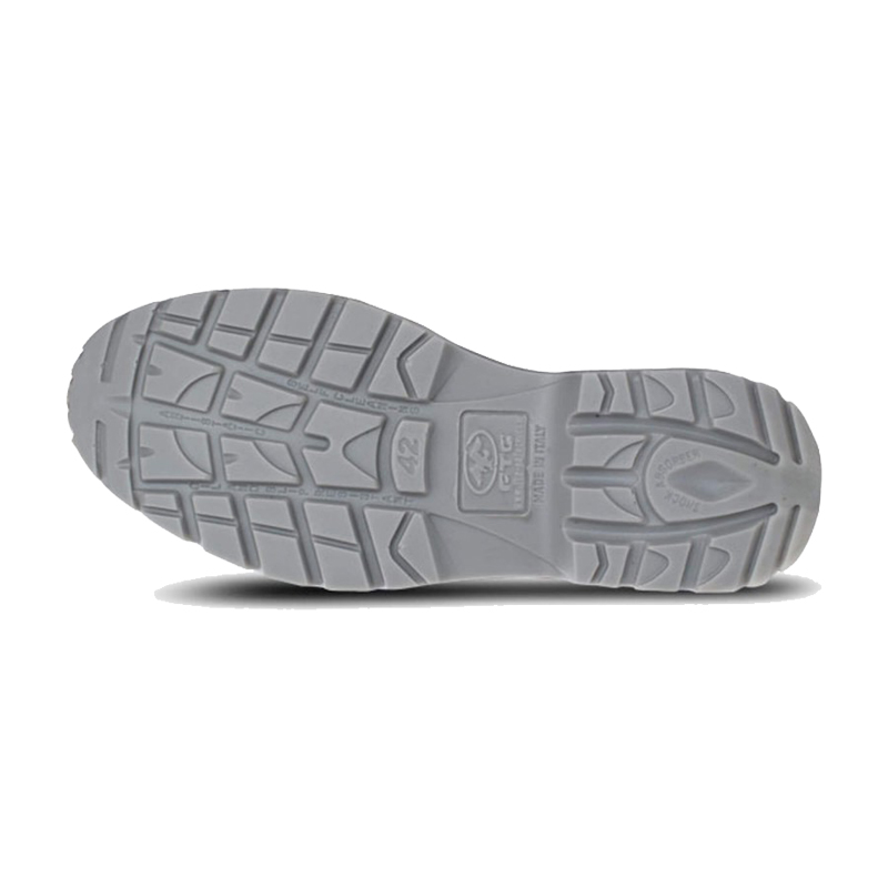 Unteransicht der grauen Profilsohle des FTG Piper S3 Sicherheitsschuhs metallfrei aus der Comfort Line