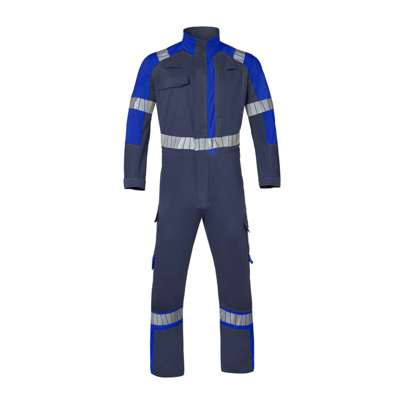 HaVeP Arbeitsoverall in Dunkelblau und Blau mit reflektierenden Streifen, langen Ärmeln und praktischen Taschen