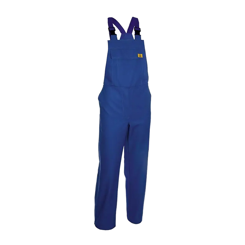 Blaue Arbeits-Latzhose mit verstellbaren Trägern und Brusttasche, robuste Berufskleidung für Handwerk und Industrie