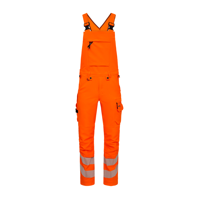 ENGEL Safety Stretch Warnschutz Latzhose Klasse 2 | 3345-124, orange Arbeitslatzhose mit Brusttasche und Reflexstreifen