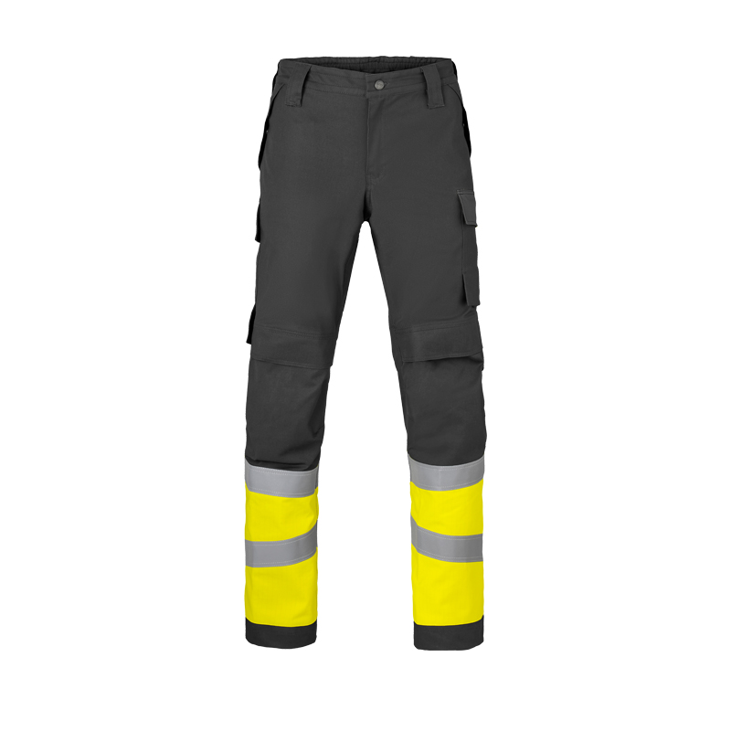 HaVeP Multi Protector+ BW Warnschutz Hose Klasse 1 APC1, anthrazite Bundhose mit gelben Warnschutzbeinen, Reflexstreifen und seitlichen Taschen