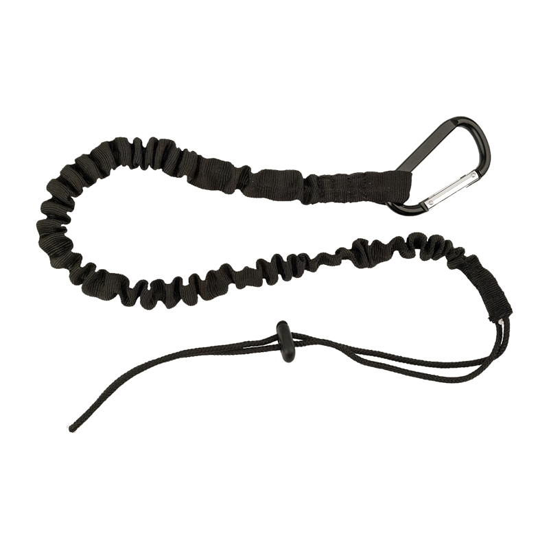 Elastische schwarze Paddelsicherung für Kajak oder Kanu mit Karabiner und verstellbarer Schlaufe