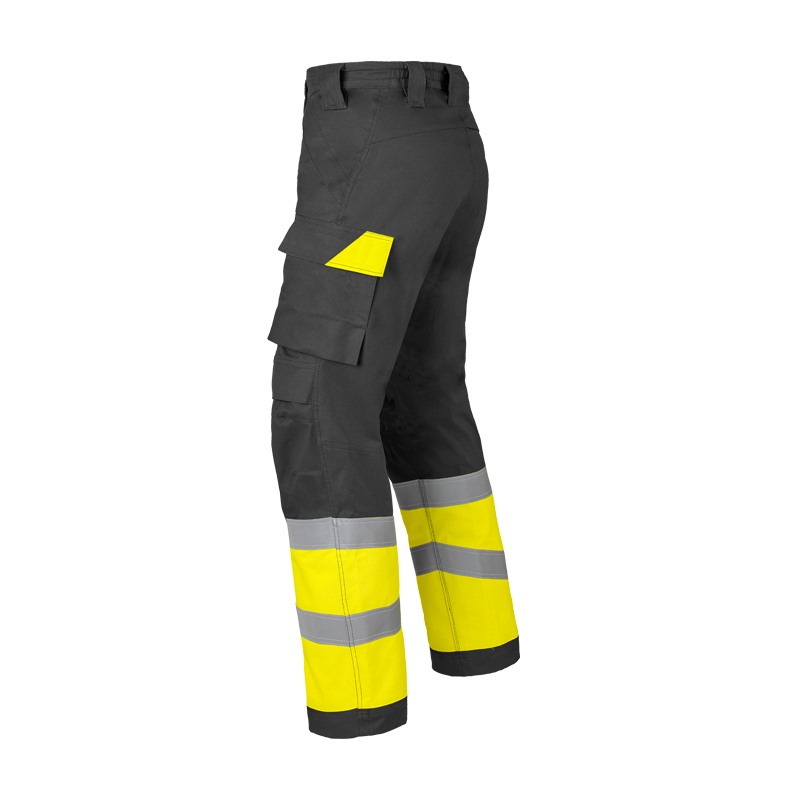 HaVeP Multi Protector+ BW Warnschutz Hose Klasse 1 APC1, anthrazite Bundhose mit gelben Warnschutzeinsätzen, Reflexstreifen und Seitentasche