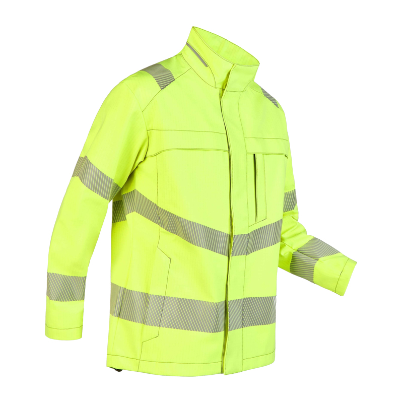 Rofa 2533 FR Hi-Vis Softshell Jacke APC2 in Leuchtgelb mit segmentierten Reflexstreifen, flammhemmend und mit Störlichtbogenschutz 4 kA + 7 kA für Industrie und Energieversorgung