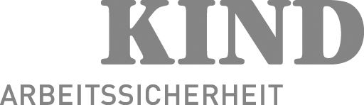 Logo von KIND Arbeitssicherheit mit grauer Schrift auf hellem Hintergrund