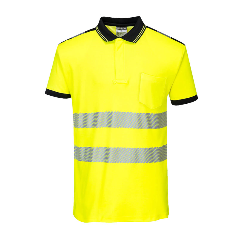 PortWest T180 Warnschutz Polo Shirt kurzarm Cotton Comfort Klasse 2
