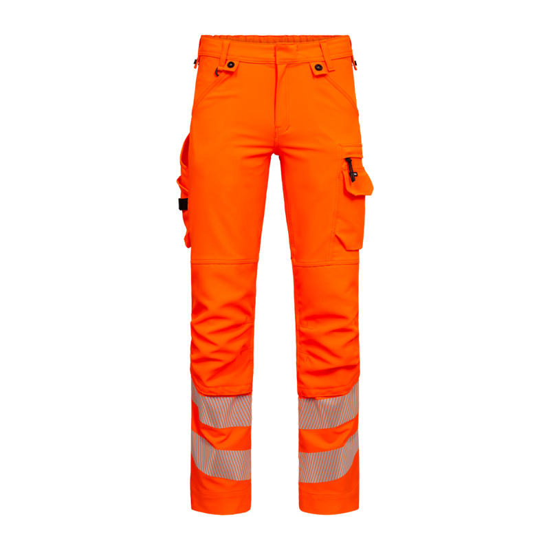 ENGEL Safety Stretch Warnschutz Hose Klasse 2 | 2345-124, orange Arbeitshose mit Reflexstreifen und Seitentaschen, Vorderansicht
