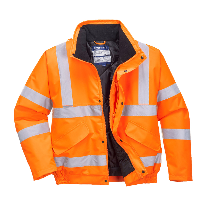 PortWest RT32 RIS Winter-Warnschutz-Pilotjacke Klasse 3, orange, gefüttert, wasserdicht, mit Reflexstreifen und hohem Kragen für Arbeiten bei Kälte und schlechter Sicht
