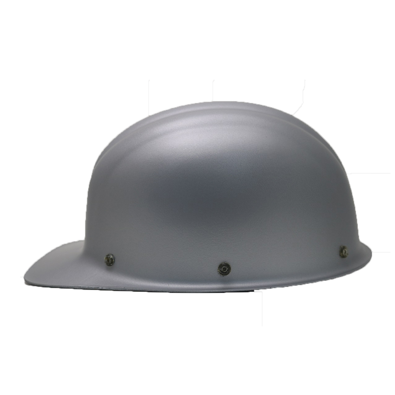 Grauer Voss INTEX Phenol 6P Industriehelm für Heißbetriebe in Seitenansicht, hitzebeständiger Schutzhelm mit Schutz vor Flüssigmetall