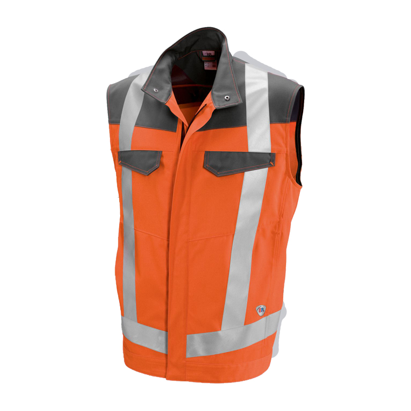 BP 2013 Warnschutz Comfort Weste Klasse 1 von BP Bierbaum Proenen, orange-graue Arbeitsweste mit Reflexstreifen und Brusttaschen