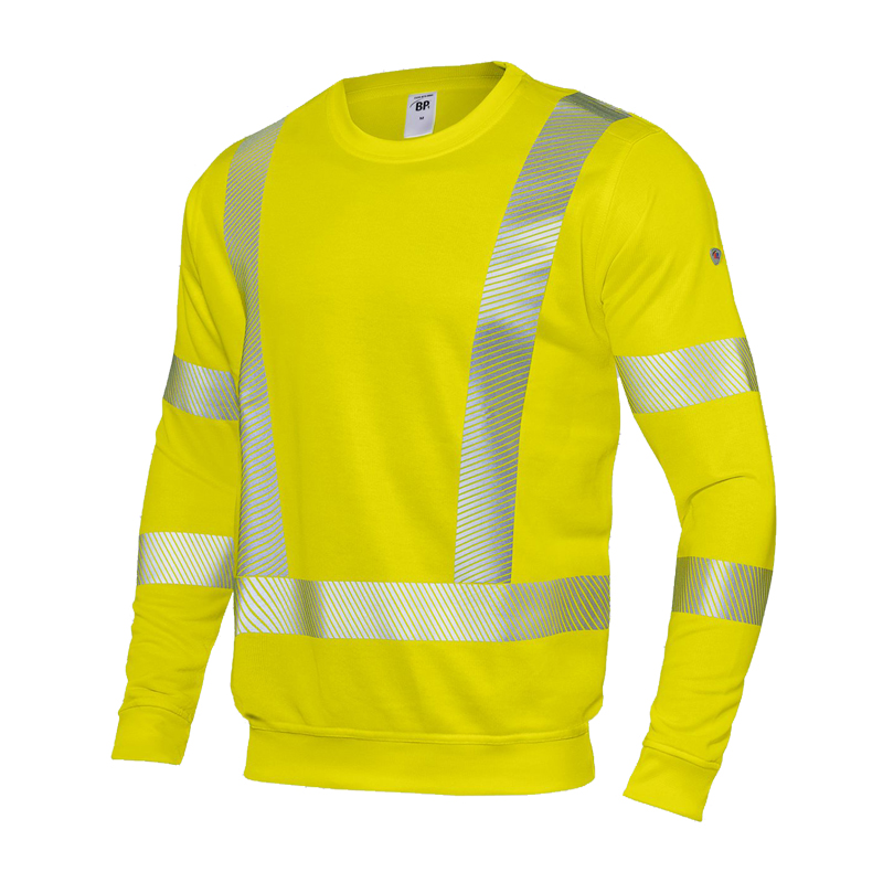 BP 2134 Warnschutz Comfort Sweat Shirt Klasse 2 von BP Bierbaum Proenen, leuchtgelbes Langarm-Sweatshirt mit umlaufenden Reflexstreifen