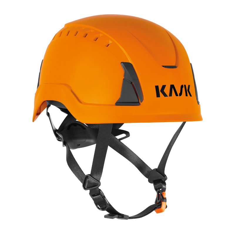Oranger KASK PRIMERO AIR Industriehelm von Kask mit Kinnriemen, belüfteter Schale und Normen EN 397 + EN 50365