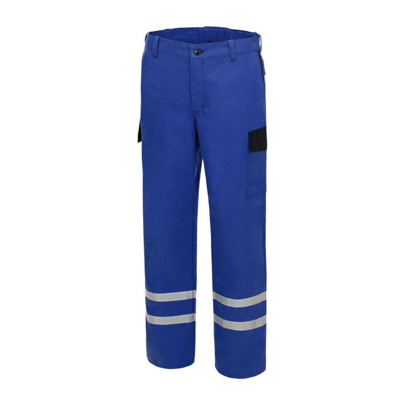 Blaue HB InoTec Nomex MultiNorm Hose 4 kA + 7 kA APC2 von HB Protective Wear, Schutzarbeitshose mit Reflexstreifen und Seitentasche für Störlichtbogenklasse 2
