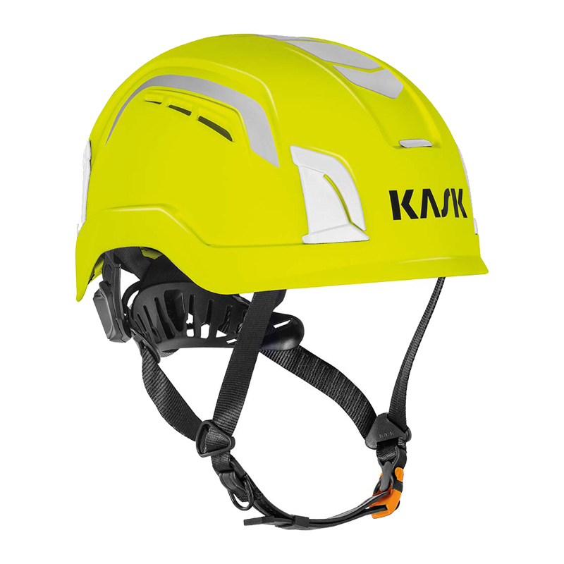 Kask Zenith X MAX AIR HI VIZ Industriehelm für große Köpfe bis 66 cm, neongeleber Sicherheitshelm mit Belüftung, Reflexelementen und Kinnriemen