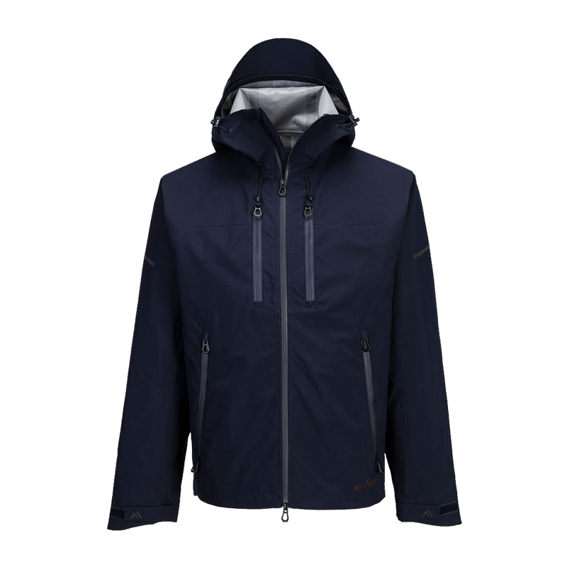 PortWest Herrenjacke in Dunkelblau mit Kapuze, Reißverschluss und Taschen, Frontansicht