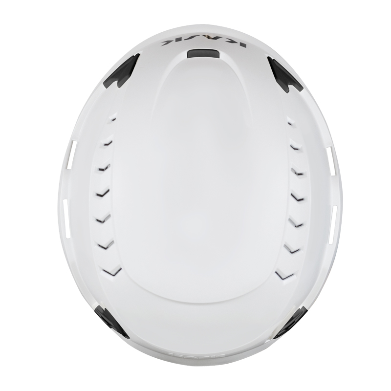KASK PRIMERO AIR Industriehelm in Weiß mit Belüftungsöffnungen in Draufsicht, leichter Schutzhelm nach EN 397 und EN 50365 für anspruchsvolle Industrieeinsätze