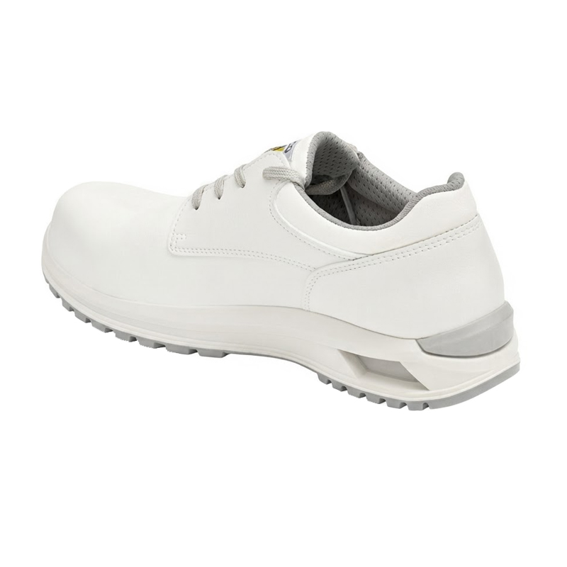 Giasco 3Hybrid ESD Maui Hygiene-Sicherheitsschuh S3L in Weiß, metallfreier Halbschuh mit Microwash-Obermaterial, ESD-Schutz und rutschhemmender PU-Dämpfungssohle