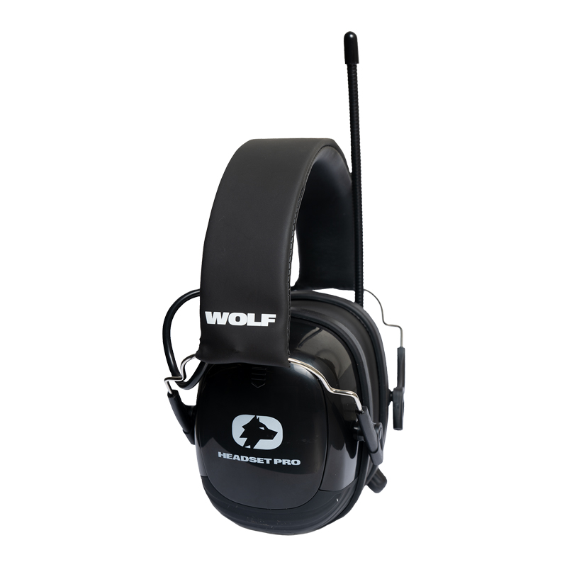 Wolf Protection Headset Pro in Schwarz, Gehörschutz-Kopfhörer mit Mikrofon und gepolstertem Bügel