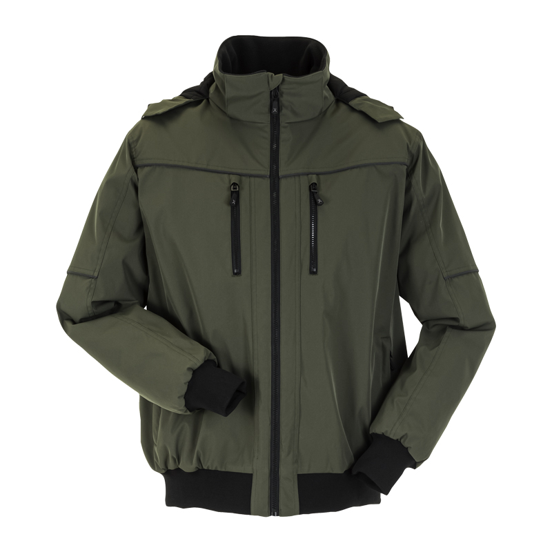 Planam Plane Blouson gefüttert mit Kapuze in Oliv, robuste Arbeitsjacke mit Stehkragen, Reißverschluss und Brusttaschen