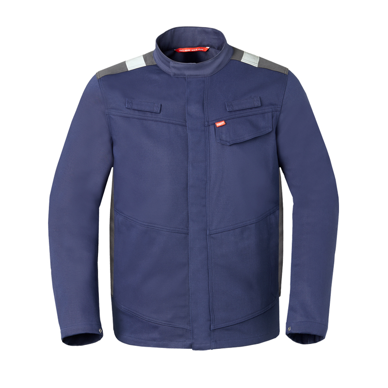 HaVeP Force+ 50336 MultiNorm Schweißerjacke Klasse 1 APC1 von HaVeP, blaue Arbeitsjacke mit Stehkragen, Frontverschluss und Brusttaschen