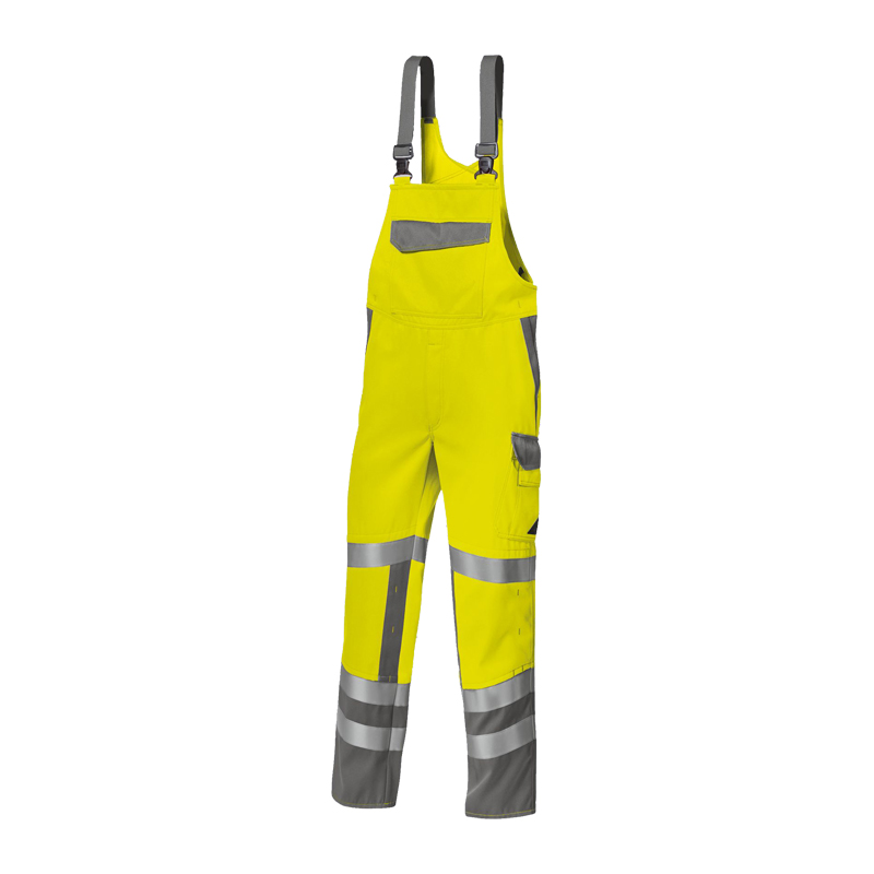 BP Bierbaum Proenen BP 2214 MultiNorm Hi-Vis Latzhose 4 kA APC1, Warnschutz-Latzhose in Gelb mit grauen Kontrasteinsätzen und Reflexstreifen