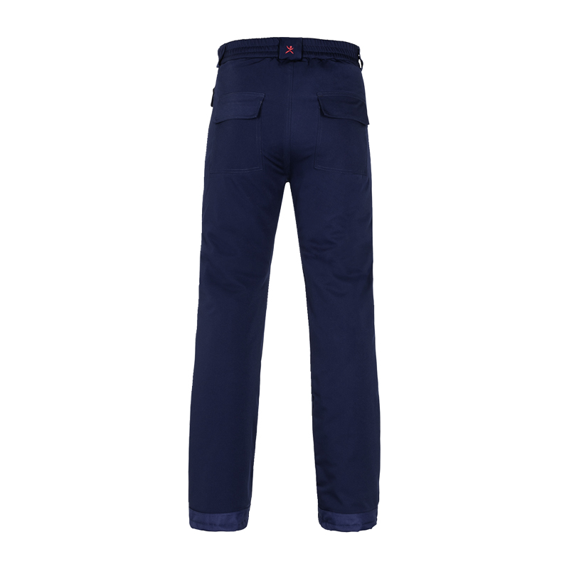 Rückansicht der Planam Slope Winterhose, wasserdicht, mit Kniepolstertaschen, dunkelblau