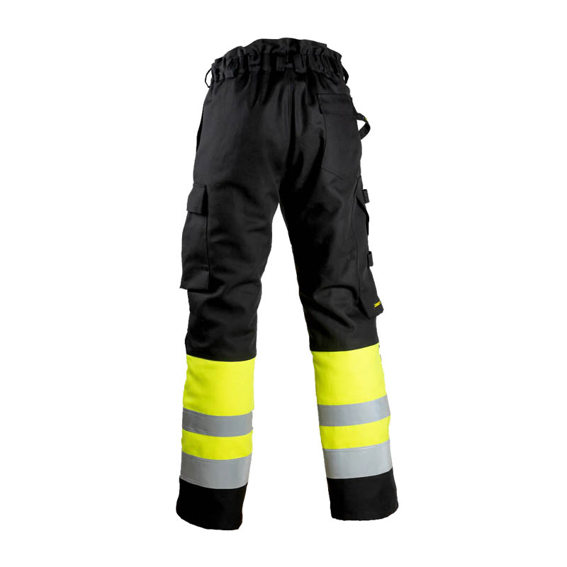 Rückansicht der Dimex 6438 MultiNorm Winter Hose, gefütterte Warnschutz-Arbeitshose Klasse 1 mit Reflexstreifen für winterliche Einsätze