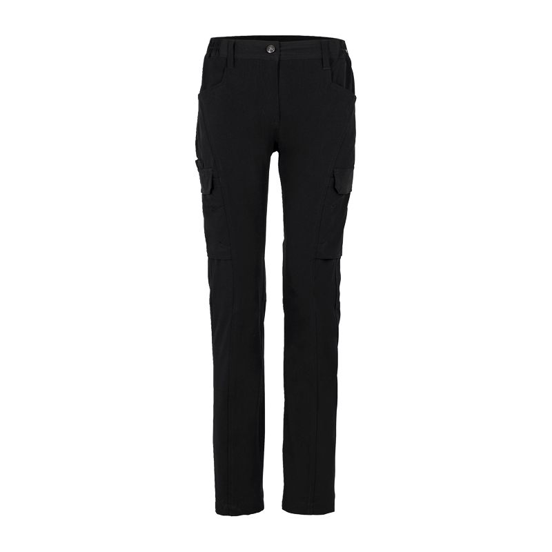 Planam Damen Stretchy Hose mit 4-Wege-Stretch in Schwarz, Damen-Arbeitshose mit seitlichen Taschen in Frontansicht