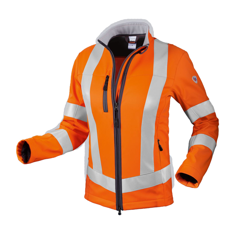 BP 2122 Warnschutz Softshell Damen Jacke Klasse 3 von BP Bierbaum Proenen in Warnorange, tailliert, mit Reflexstreifen, winddicht, wasserabweisend und atmungsaktiv