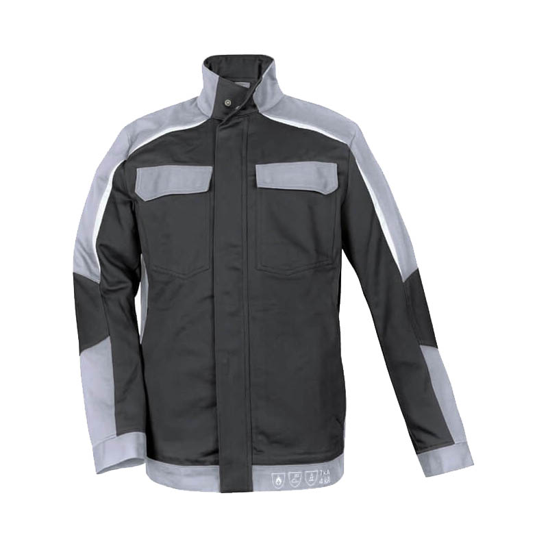 HB ArcSelect MultiNorm Jacke 4 kA + 7 kA APC2 von HB Protective Wear, anthrazit-graue Schutzjacke mit Stehkragen und Brusttaschen