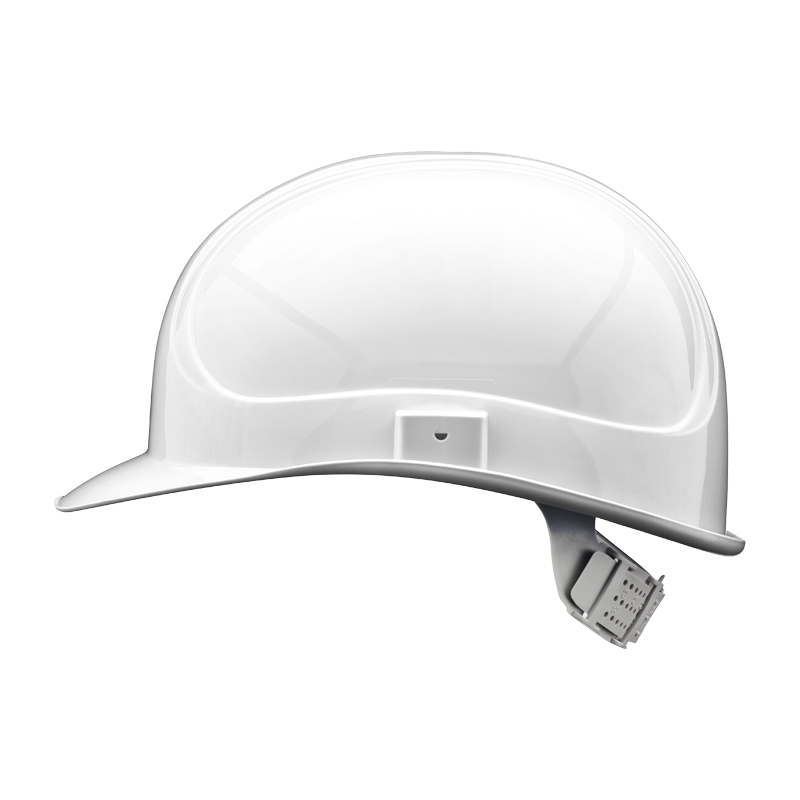 Weißer Voss Elektriker Helm 6P nach EN 50365 und EN 397, 1000 VAC, Schutzhelm mit Drehverschluss in Seitenansicht
