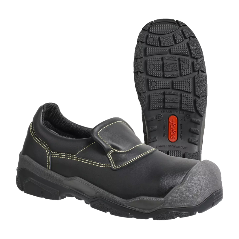 Jalas Gran Premio 1550 Low S2 von Ejendals, schwarzer Schweißer-Sicherheitsschuh im Loafer-Design mit wasserabweisendem Leder, Schutzkappe und rutschfester hitzebeständiger Sohle