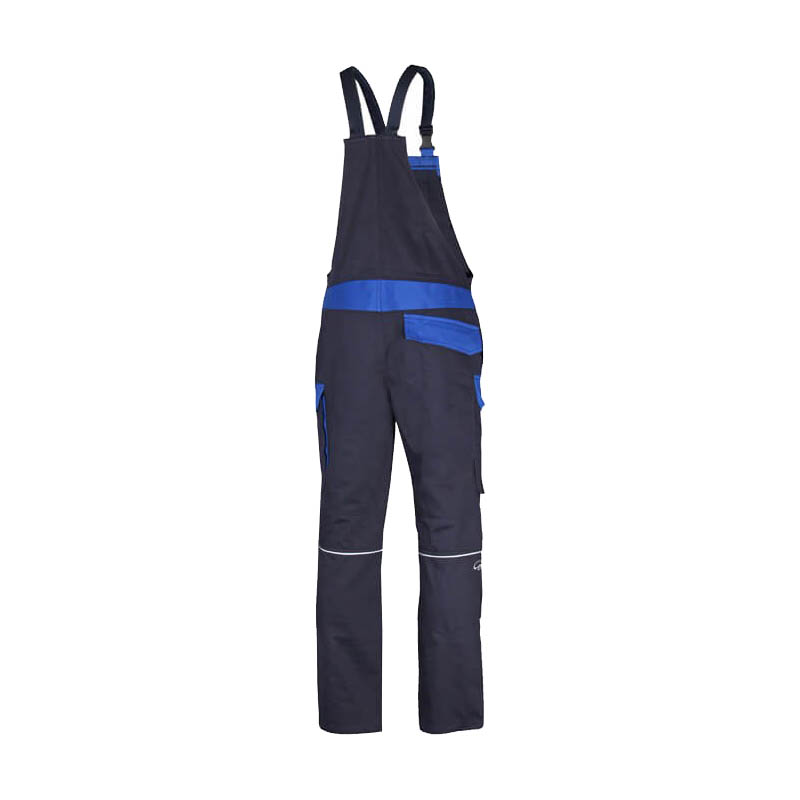 HB ArcSelect MultiNorm Latzhose 4 kA | APC1 von HB Protective Wear, marineblaue Schutz-Latzhose mit blauen Kontrasttaschen und verstellbaren Trägern