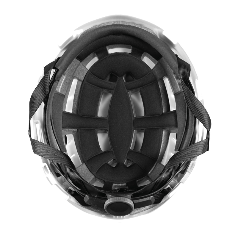 Innenansicht des KASK PRIMERO AIR Industriehelms mit Belüftung, gepolsterter Innenausstattung und Drehverschluss, zertifiziert nach EN 397 und EN 50365