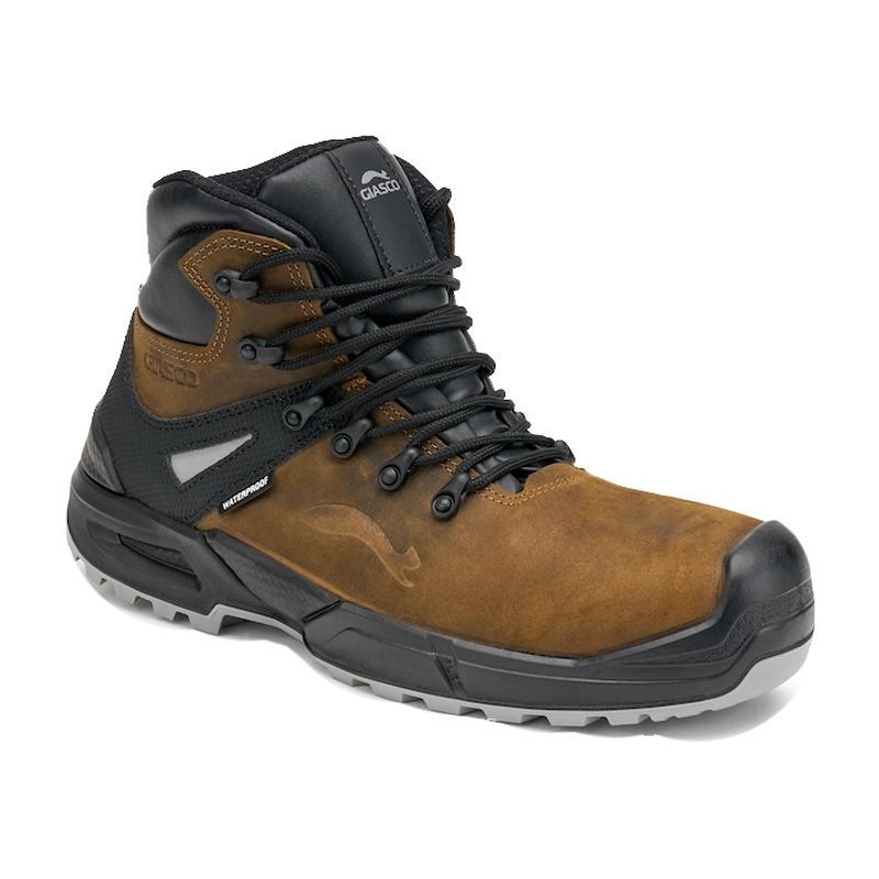 Giasco 3Ultra Titanium S7S Sicherheitsstiefel in Braun-Schwarz, knöchelhoch, aus Hydroteck Nubukleder, wasserdicht mit Windtex Membran und robuster Schutzkappe