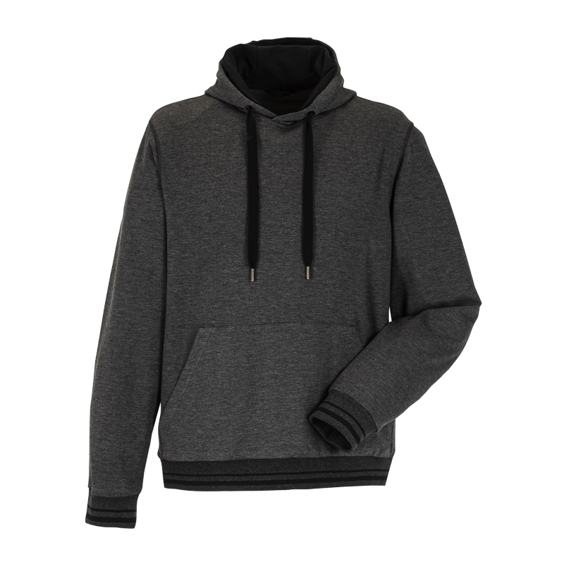 Planam Outdoor Match Hoodie mit Strickbündchen in Anthrazit – Kapuzenpullover mit schwarzen Kordeln, Kängurutasche und Strickbündchen