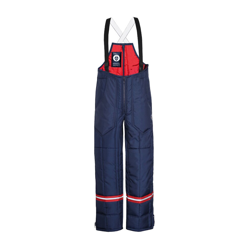 TEMPEX CLASSIC Kommissionierer Gefrierhaus Hose von HB Protective Wear, dunkelblau mit Hosenträgern, Reflexband und Beinreißverschlüssen für Kälteschutz bis -49 °C