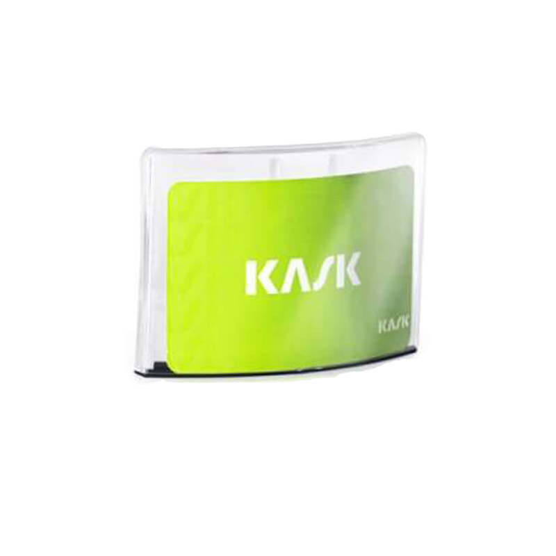 KASK Abzeichenhalter Nametag Holder zur Helmkennzeichnung für Zenith-X und Primero, transparenter Frontslot-Halter mit grünem KASK Namensschild