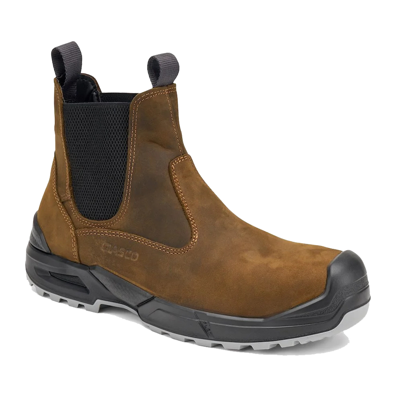 Giasco 3Ultra Quartz Sicherheitsschuhe robuste Boots S3S aus braunem Leder, knöchelhoch mit schwarzem Elastikeinsatz und rutschfester Sohle