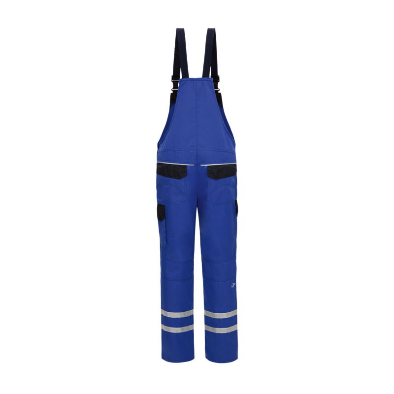 Blaue HB InoTec Nomex MultiNorm Latzhose 4 kA | APC1 von HB Protective Wear, antistatisch und flammhemmend, mit Reflexstreifen und Schutz vor Störlichtbogen Klasse 1