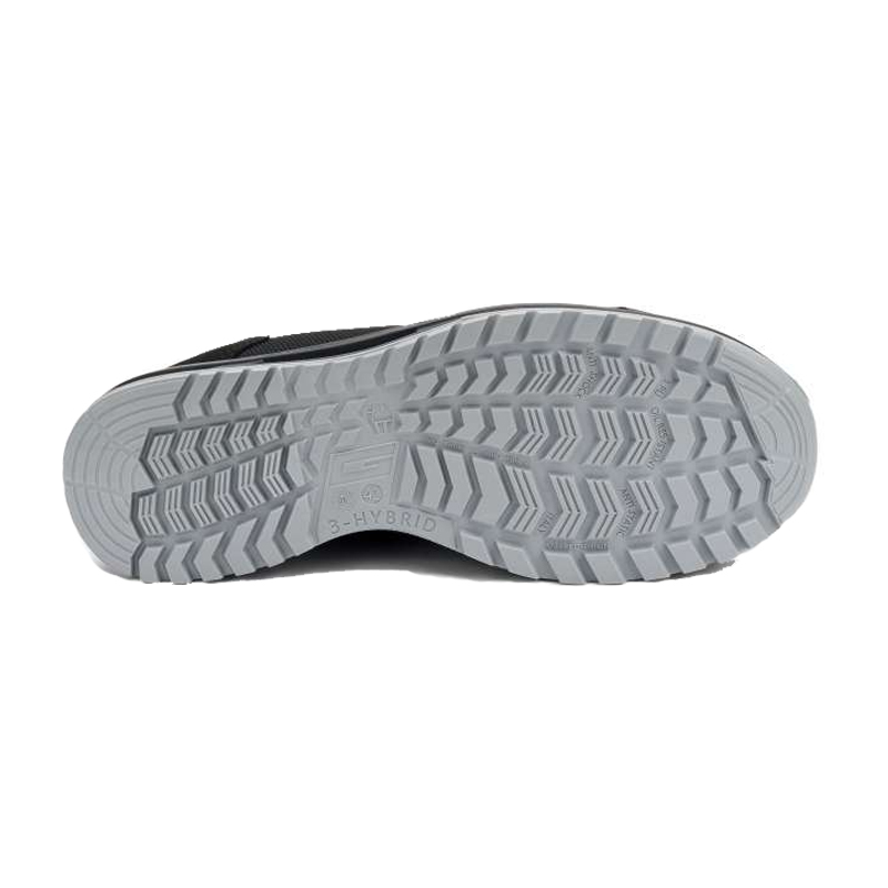 Unteransicht der Profilsohle des Giasco 3Hybrid ESD Shamal New S3L Sicherheitsschuhs mit rutschhemmender 3HYBRID-PU-Sohle und starker Dämpfung