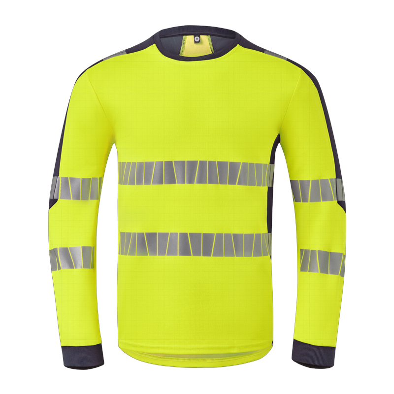 HaVeP MultiNorm Hi-Vis Warnschutz T-Shirt inhärent in Gelb, langärmelig mit umlaufenden Reflexstreifen und dunklen Bündchen