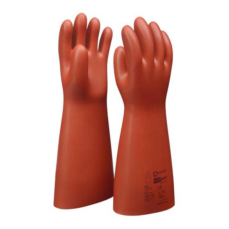 Zwei rote Penta AFG41-2 Elektriker Handschuhe APC2 bis 17000 VAC, Klasse 2, isolierende Schutzhandschuhe für Arbeiten an elektrischen Anlagen