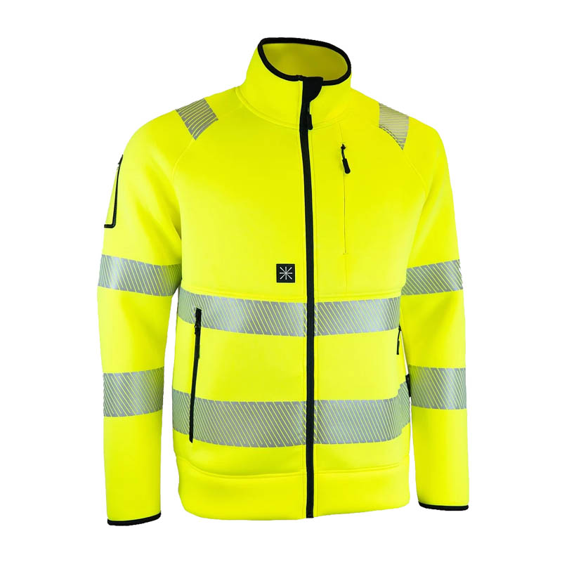 Dimex 4569Y+ Warnschutz SoftShell Jacke EN 20471 Klasse 3, gelb, leicht, atmungsaktiv und flexibel mit umlaufenden Reflexstreifen und Reißverschlusstaschen
