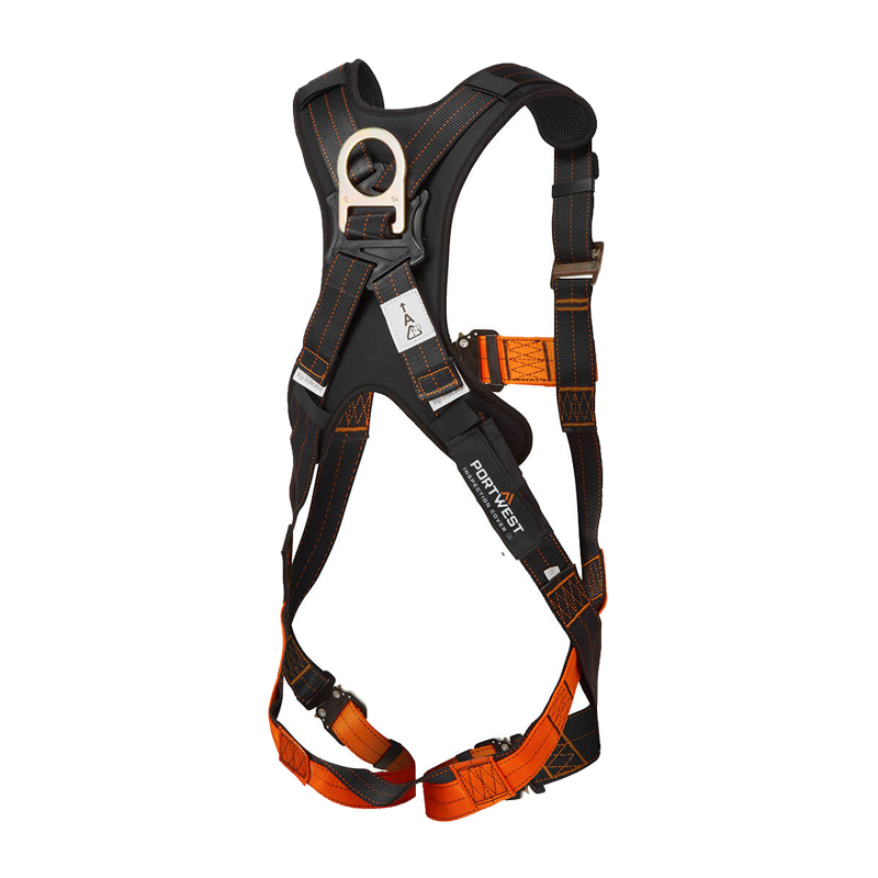 PortWest FP71 Ultra Ganzkörper-Auffanggurt mit 1-Punkt-D-Ring hinten, gepolsterten Schulterbereichen, verstellbaren Gurten und Schnellverschlüssen, geeignet bis max. 140 kg