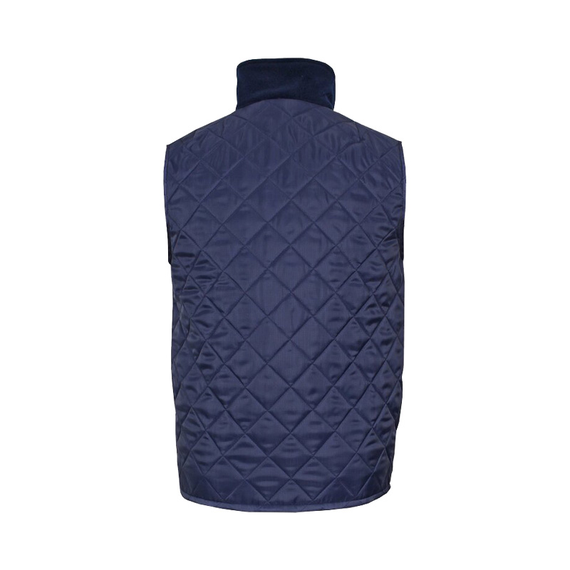 Rückansicht der TEMPEX THERMO Weste von HB Protective Wear in Navy, gesteppte dreilagige Thermoweste für zuverlässigen Kälteschutz in kühlen Arbeitsumgebungen