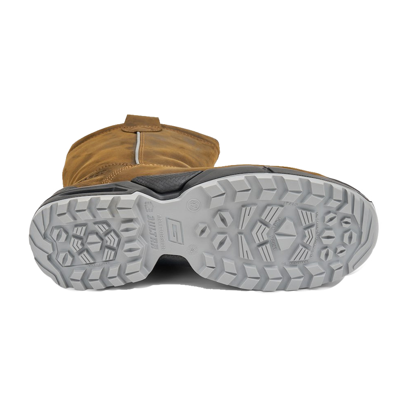 Unteransicht des Giasco 3Ultra Titan New Winter Sicherheitsstiefels S3S mit robuster, rutschhemmender 3ULTRA-PU-Profilsohle und knöchelhohem Schaft