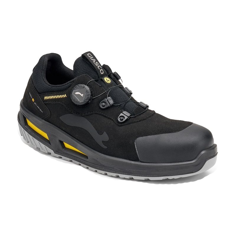 Giasco 3Move ESD Lynx ergonomischer Sicherheitshalbschuh S3L in Schwarz mit ESD-Schutz, metallfreier Ausstattung, Drehverschluss und 3MOVE-Sohle